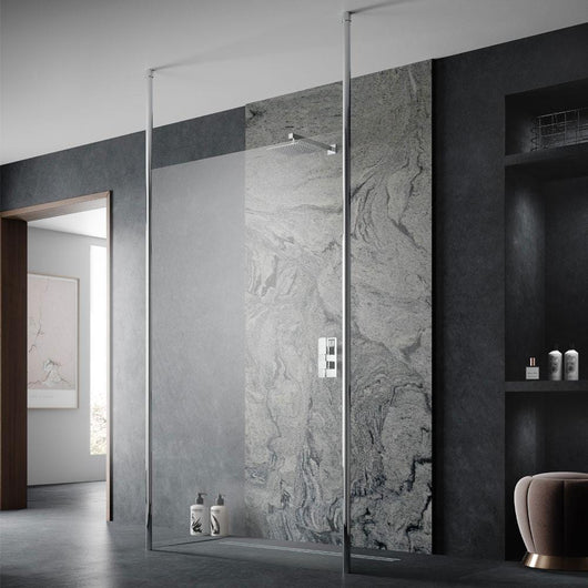  ShowerWorX Freestanding Wet Room Screen with Double Ceiling Posts - (Multiple Sizes Available) - welovecouk