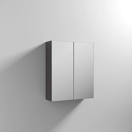  Mantello 600mm Double Door Mirrored Bathroom Cabinet - Gloss Grey