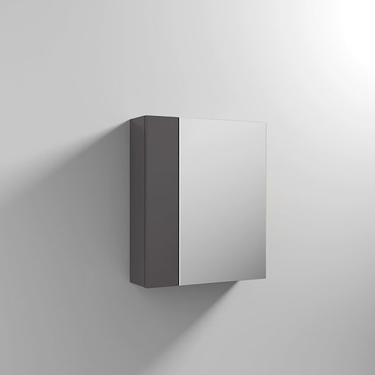  Mantello 600mm Mirrored Bathroom Cabinet - Gloss Grey