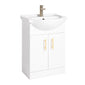 Hadley L Shape Shower Vanity Bathroom Suite - Brushed Brass - 1800
