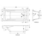 Nuie Linton Square Single Ended Bath 1500 x 700mm - White - welovecouk