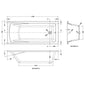 Square Single Ended Bath 1700 x 750mm - White - welovecouk