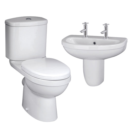  Ivo Close Coupled Toilet & 555mm Semi Pedestal Basin