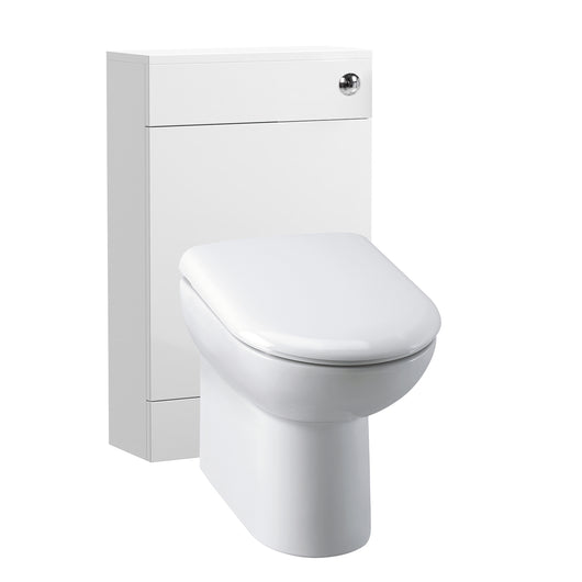  Nuie Eden W500mm x D200mm WC Unit - Gloss White with Denver Comfort Height BTW Pan