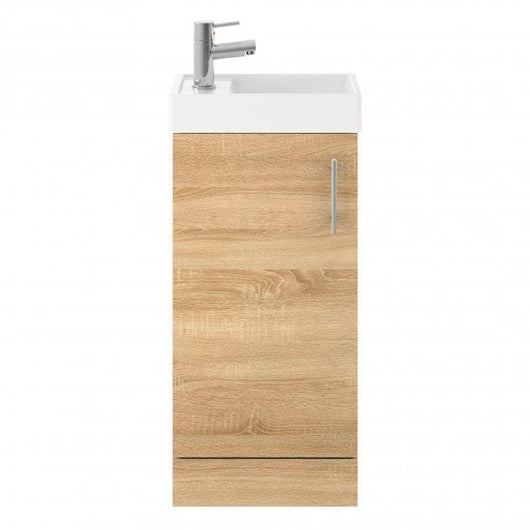  Retto 400mm Floor Standing 1-Door Vanity Unit with Basin - Natural Oak