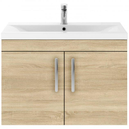  Mantello 800 Wall Hung 2-Door Basin Vanity Unit - Natural Oak