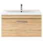 Mantello 800 Wall Hung Single Drawer Basin Vanity Unit Basin - Natural Oak