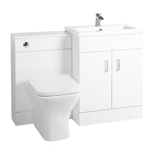  Nuie Eden 1100mm Vanity & WC Set - White - welovecouk