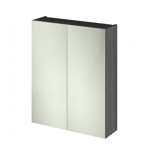  Nuie Fusion Wall Mounted 2-Door Mirrored Cabinet - Anthracite Woodgrain