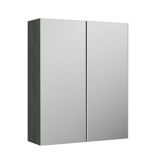  Mantello 600mm Double Door Mirrored Bathroom Cabinet - Anthracite Woodgrain