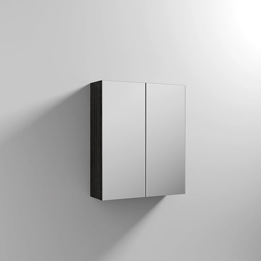  Mantello 600mm Double Door Mirrored Bathroom Cabinet - Charcoal Black