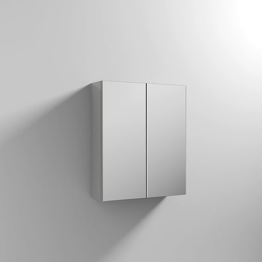  Mantello 600mm Double Door Mirrored Bathroom Cabinet - Gloss Grey Mist