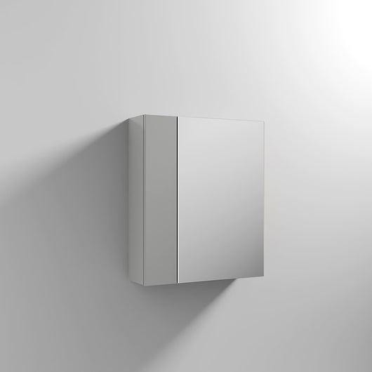  Mantello 600mm Mirrored Bathroom Cabinet - Gloss Grey Mist