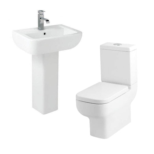  Options Close Coupled Toilet & 550mm Full Pedestal Basin