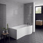 P-Shaped 1700 x 850/700 Shower Bath C/W Hinged 6mm Screen with towel rail and Front Panel
