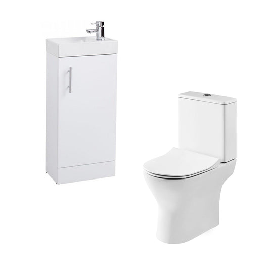  Aria Rimless Close Coupled Toilet with Arosa Floorstanding Cloakroom Unit