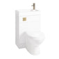 Mayford 500mm Toilet and Basin Combination Unit - White with Brushed Brass Flush