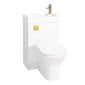 Mayford 500mm Toilet and Basin Combination Unit - White with Brushed Brass Flush - welovecouk