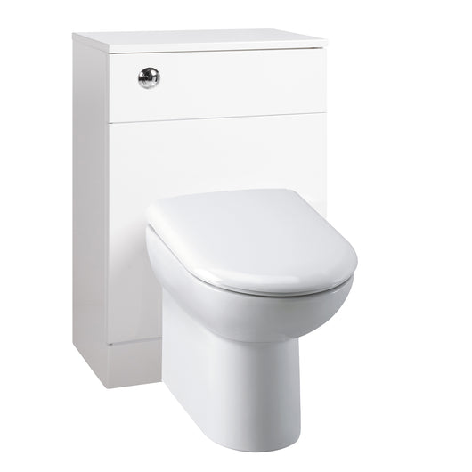  Nuie Mayford W500mm x D300mm WC Unit - Gloss White with Denver Comfort Height BTW Pan