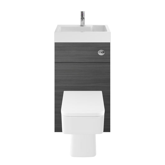  Deus 500mm Toilet and Basin Combination Unit - Anthracite Woodgrain