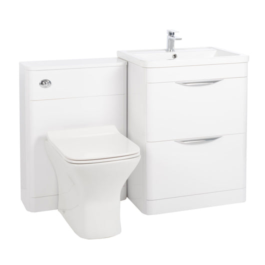  Pride 1150mm 2-Drawer Vanity & WC Set - Alpine White - welovecouk
