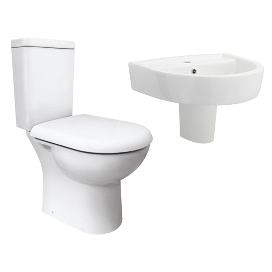  Provost Semi Flush to Wall Close Coupled Toilet & 520mm Semi Pedestal Basin