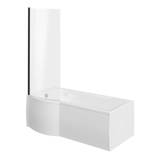  1700 P-Shaped Bath with Black Bath Screen and Front Panel - welovecouk
