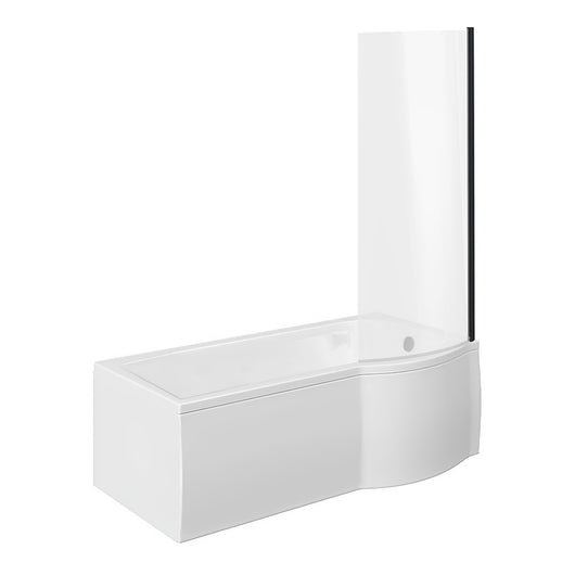  1700 P-Shaped Bath with Black Bath Screen and Front Panel - welovecouk