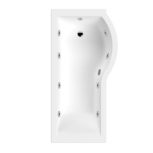  1600 x 850mm P-Shaped 8-Jet Whirlpool Bath - welovecouk