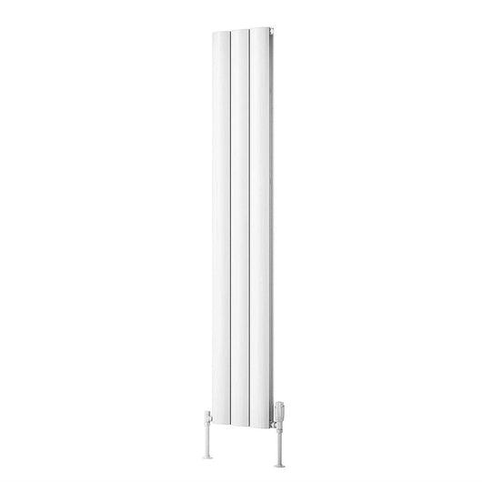  Reina Belva Double Vertical Aluminium Radiator 1800 x 308 - White - welovecouk