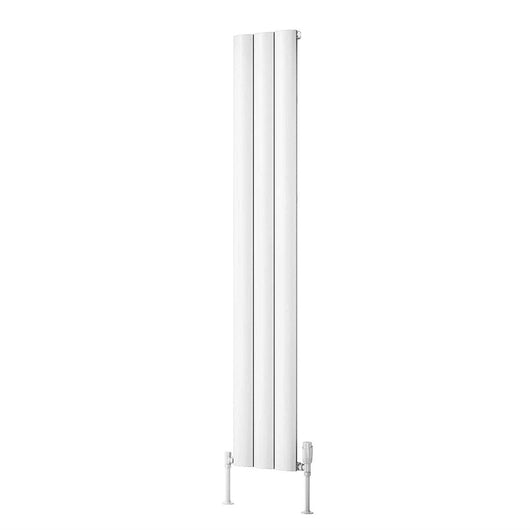  Reina Belva Single Vertical Aluminium Radiator 1800 x 308 - White - welovecouk