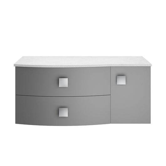  Sarenna Wall Hung 1000mm Countertop Vanity Unit with White Marble Top - Dove Grey
