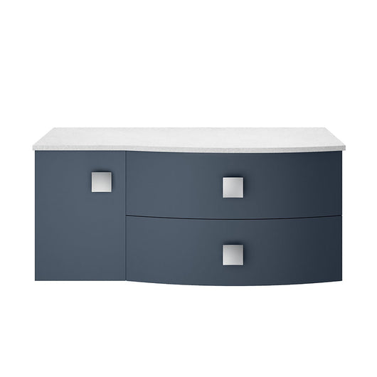 Sarenna Wall Hung 1000mm Countertop Vanity Unit with White Marble Top - Mineral Blue