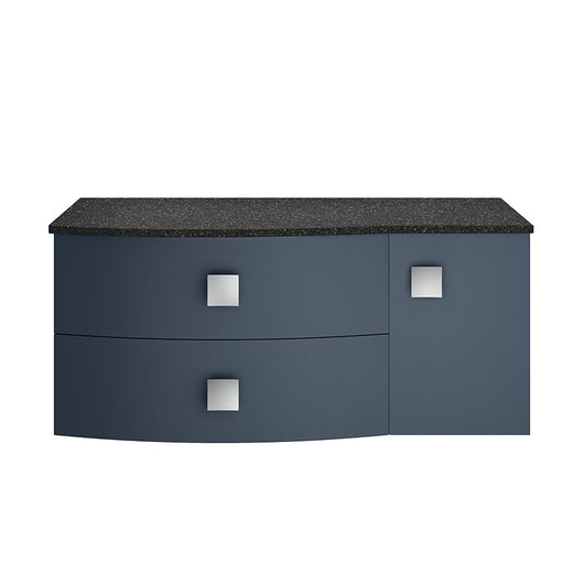  Sarenna Wall Hung 1000mm Countertop Vanity Unit with Black Marble Top - Mineral Blue