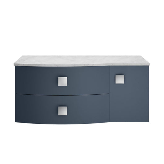  Venus Wall Hung 1000mm Countertop Vanity Unit with Grey Marble Top - Mineral Blue