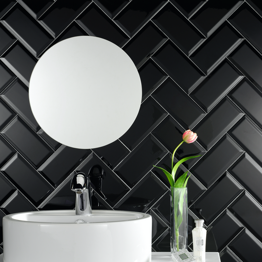  Cut Sample: Metro Black Gloss Rectangle Ceramic Tiles