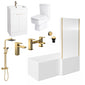 Serene 1500 L-Shaped Brushed Brass Vanity Complete Bathroom Suite