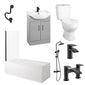 Mayford Matt Black 1700 Complete 550 Vanity Shower Bathroom Suite - Gloss Mid Grey