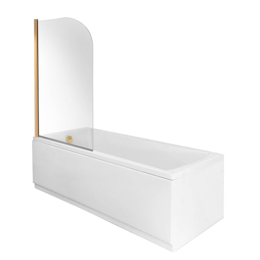  Riverside 1700 x 700mm Single Ended Bath & Curved Brushed Brass Bath Screen