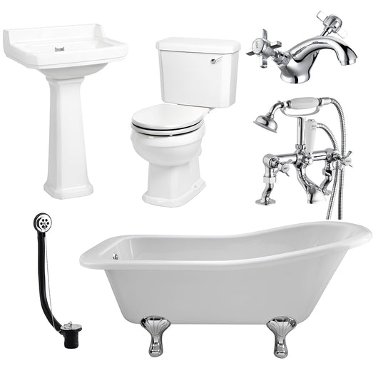  Carlton Traditional 1700 Slipper Freestanding Complete Bathroom Suite - welovecouk