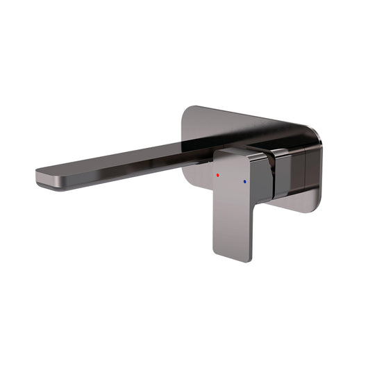  Nuie Windon Wall Mounted 2 Tap Hole Basin Mixer With Plate - Brushed Gun Metal