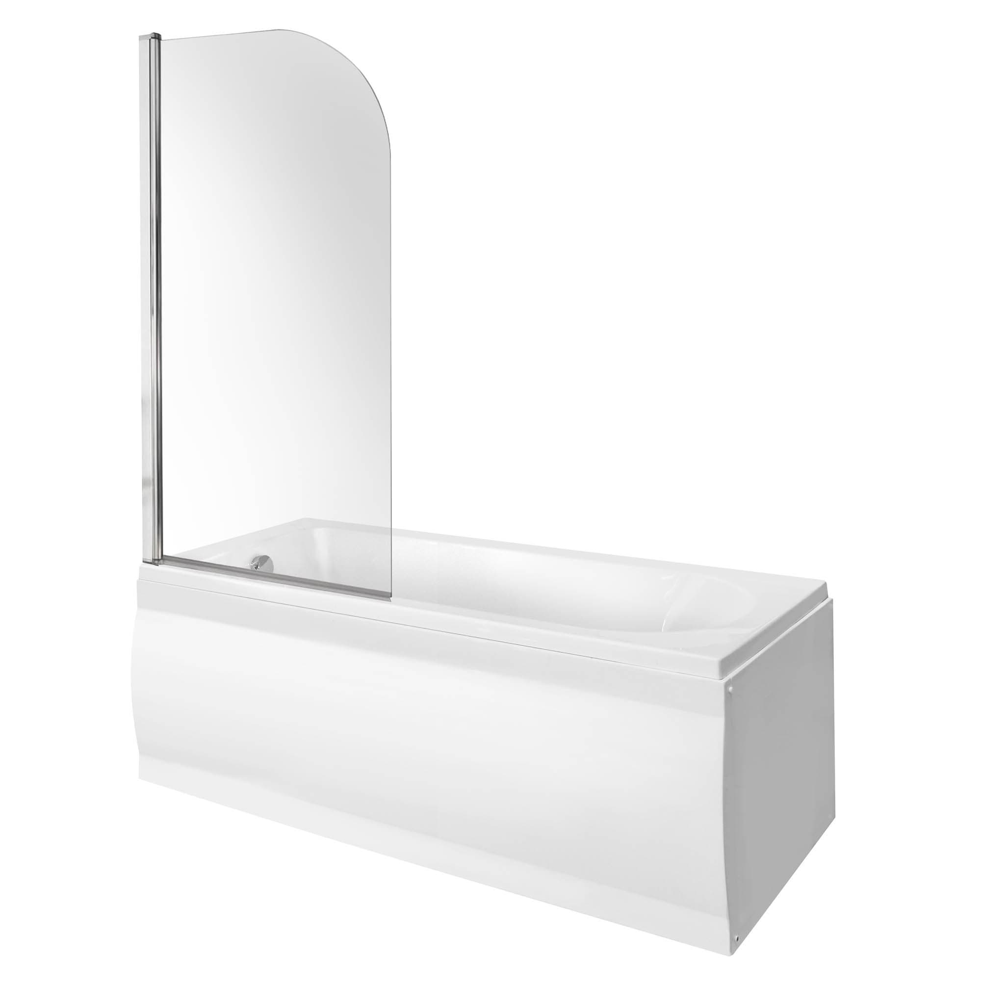 Wallgate 1500 x 700mm Single Ended Acrylic Bath & Curved Bath Screen ...