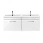 Mantello 1200mm Wall Hung 2-Drawer Double Basin Vanity Unit - White