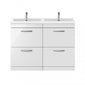 Mantello 1200mm Floor Standing 4-Drawer Double Basin Vanity Unit - White