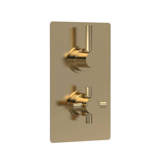 Hudson Reed Tec Pura Twin Thermostatic Shower Valve - Brushed Brass