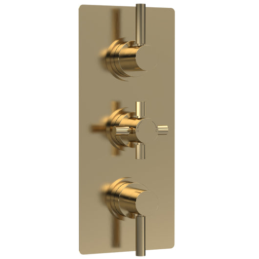  Hudson Reed Tec Pura Triple Thermostatic Shower Valve With Diverter - Brushed Brass