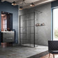 1700 x 700mm Stone Walk-In Shower Tray & 8mm Screen Pack - Black Abstract Profile