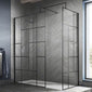 1400 x 800mm Stone Walk-In Shower Tray & 8mm Screen Pack - Black Abstract Profile