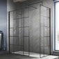 1600 x 900mm Stone Shower Tray & 8mm Screen Pack - Black Abstract Profile