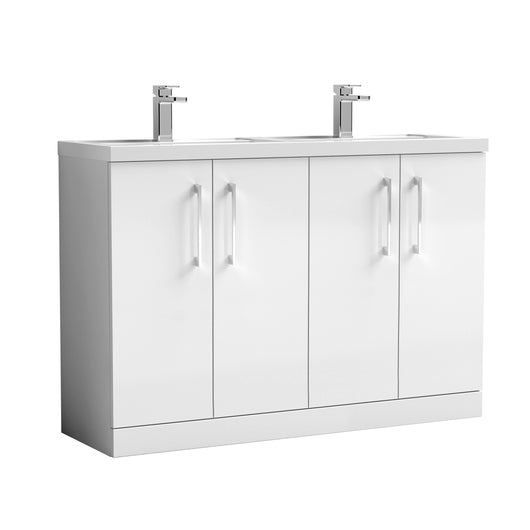  Nuie Arno 1200mm Floor Standing 4 Door Vanity & Double Basin 1 - Gloss White